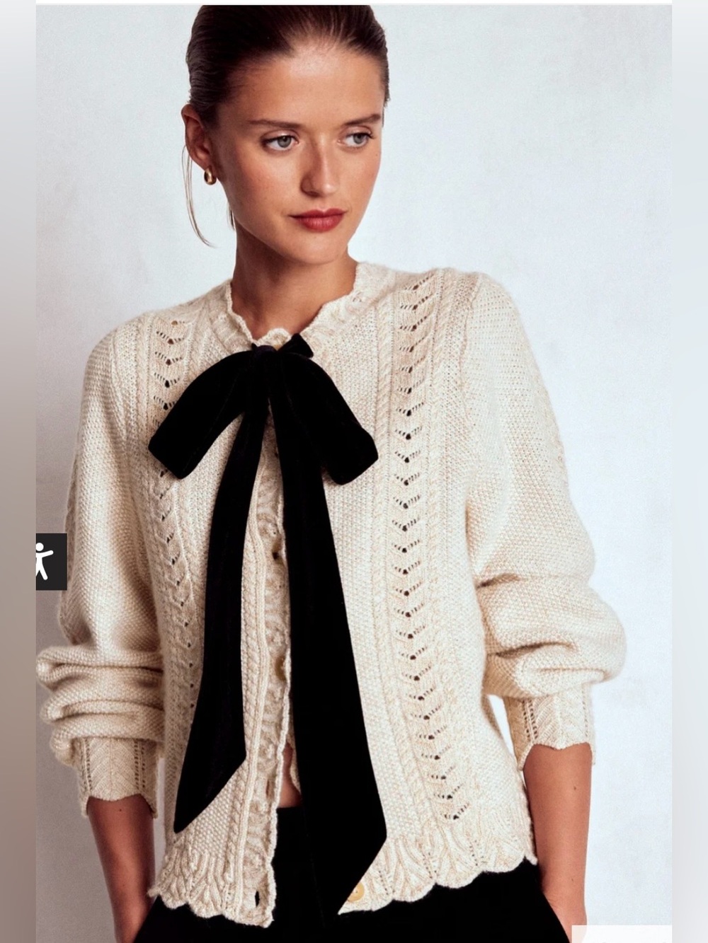Boden velvet bow cable cardigan gold sparkle style k1177 size small & large nwt